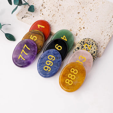 1pc Natural Crystal Worry Relief Stone Amethyst Number 777 Palm Stone Massage Stone Home Decoration Ornament Lucky Stone