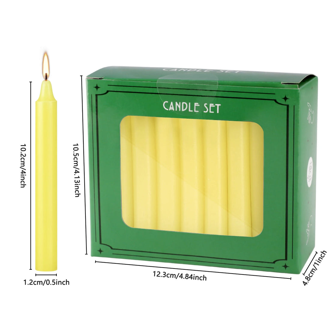 Yellow 40 Pcs 4Inch Rod Wax, Drip-Free, Smoke-Free, Fragrance-Free, Home Dinner Candles, Hand-Pulled, High-Quality, Suitable for Church, Family, Weddings, Parties, Seasonal Celebrations, Emergency Situations and Home Decorati