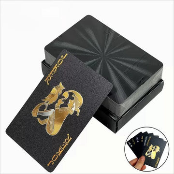 New 54 Black and Gold Plastic Playing Cards Waterproof Card Gift Collection Aluminum Foil Poker Set Practical Party Gifts