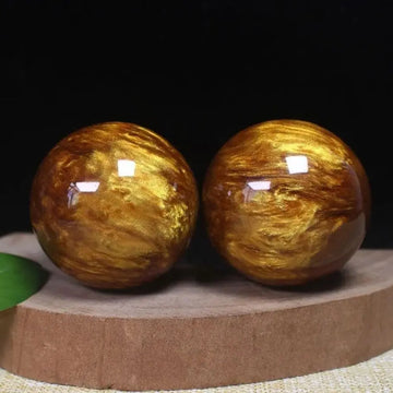 50MM Natural Resin Synthesis Golden Black Coral Sea Willow Beeswax Cure The Handball Ball collectible Gift