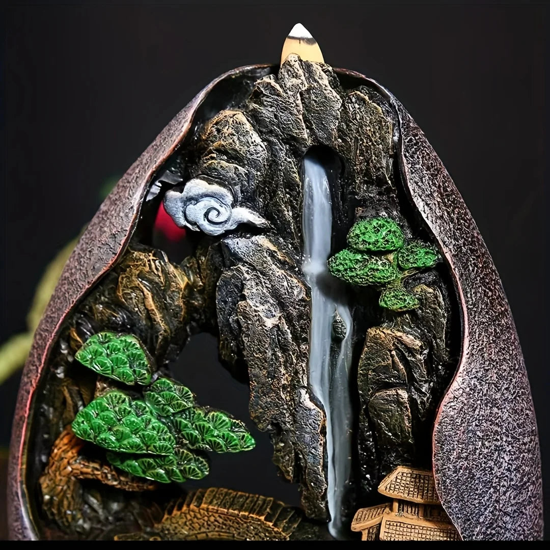 A Utopian-Style Backflow Incense Burner, with Exquisite Craftsmanship and Vibrant Colors, Suitable for Indoor Living Rooms, Clubs, and Offices