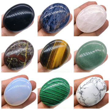 Pocket Palm Rock Stone Natural Crystal Quartz Healing Polished Tiger Eye Opalite stress anxiety therapy Message Tool Gem Gift