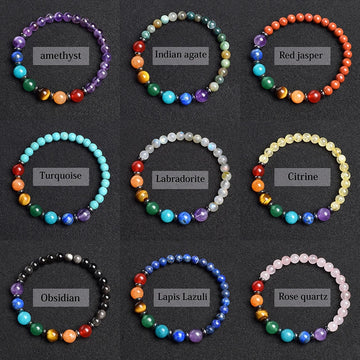 7 Chakra Bracelet Natural Gem Stone Beads Bangle Women Crystal Healing Anxiety Jewellery Mandala Yoga Meditation Bracelets Gift