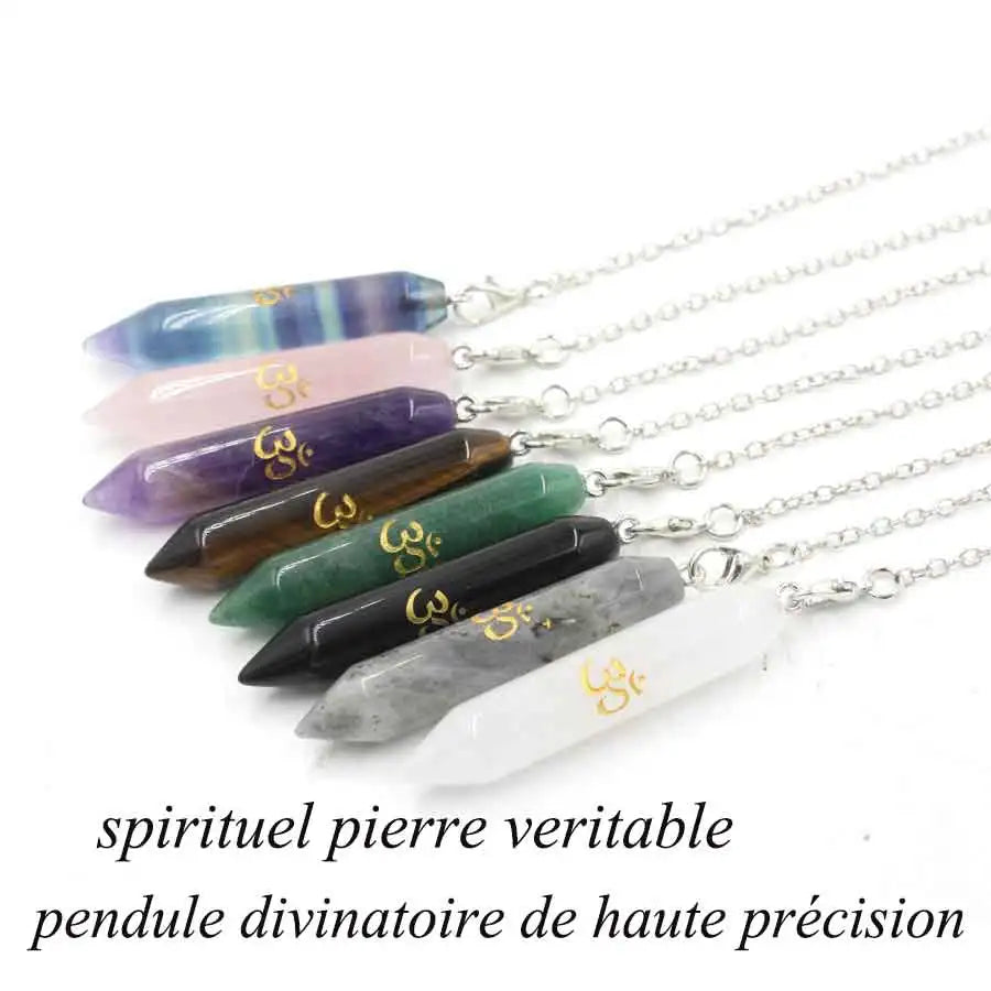Natural Gem Stone Pendant Crystal Pendulum for Divination Answer Reiki OM Charms Fluorite Amethysts Clear Quartz Pendulos x228