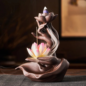 Ceramic Backflow Incense Stove Zen Buddha Hand Creative Home Furnishing Agave Incense Stove Incense Insert Plate Decoration