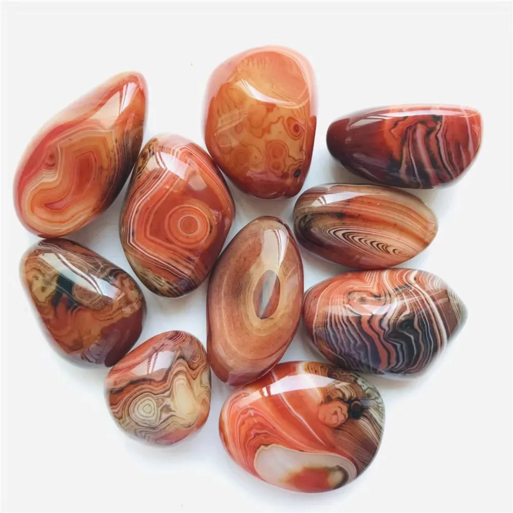 Natural Sardonyx Agate Palm Stone Polished Agate Tumbled Stone Silk Agate Mineral Specimen Polished Reiki Healing Decor