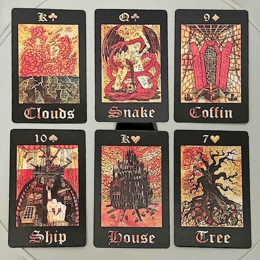 Dark Gothic Lenormand Deck 36 Pcs Lenormand Cards Combine Romance and Dark Elements - 9*6cm