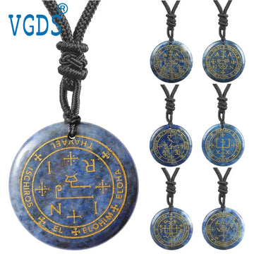 Solomon Seven Archangel Michael Gem Lapis Lazuli Gabriel Health Amulet Talisman Pendant Necklace Charm Men Women For Jewelry