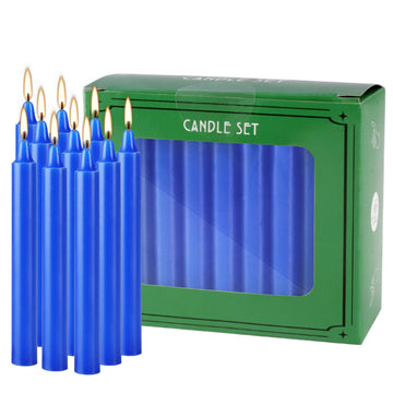 Blue 40 Pcs 4Inch Rod Wax, Drip-Free, Smoke-Free, Fragrance-Free, Home Dinner Candles, Hand-Pulled, High-Quality, Suitable for Church, Family, Wedding, Party, Seasonal Celebrations, Emergency Situations and Home Decoration, I