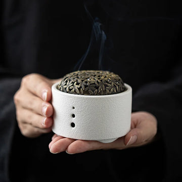 Ceramic Incense Stove Zen Retro Mosquito Incense Stove Home Decoration Ashtray Desktop Decoration Mesh Cover Incense Plate