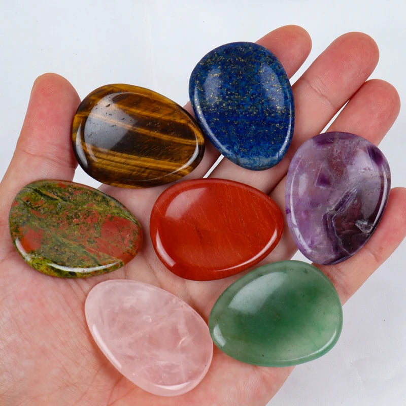 Jade Chakra Palm Stone, Natural Crystal Quartz, Worry Thumb Gemstone, Healing Massager, Home Decor