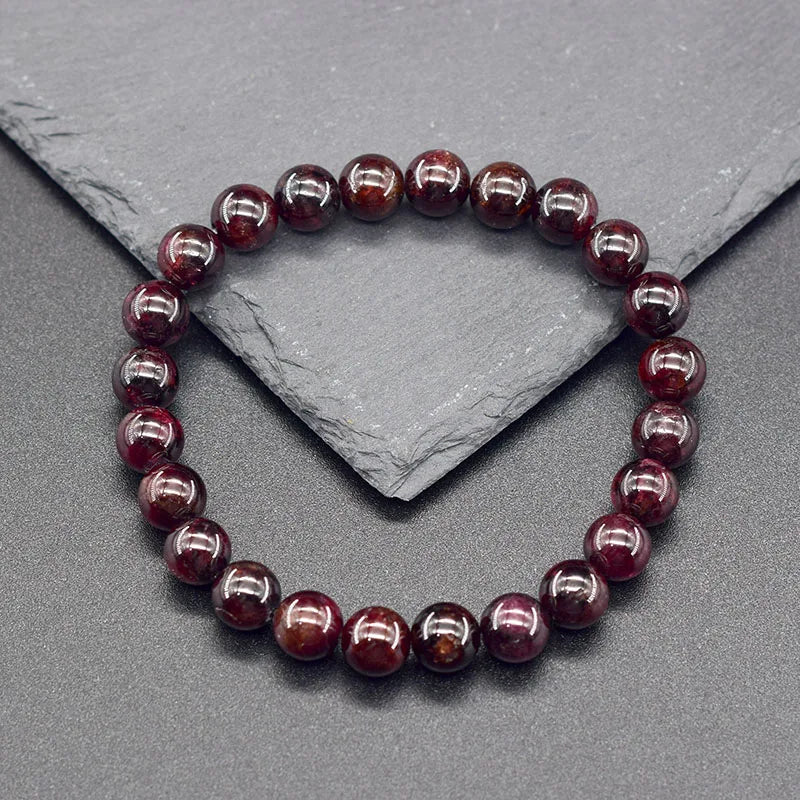 Natural 5A Garnet Stone Femme Wine Red Bead Bracelet Men Bangle Women Bracelet Lucky Energy Healing Jewelry Valentine's Day Gift