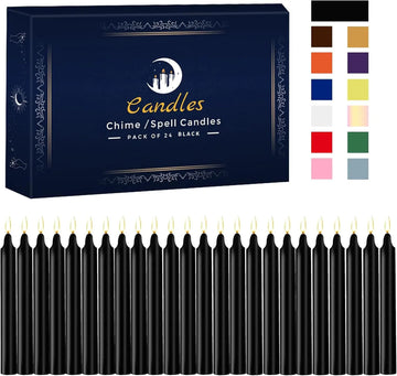 24 Pcs 4* 0.5in (10.2*1.2cm) Black Small Rod Wax, Drip-Free, Smoke-Free and Fragrance-Free Household Dinner Candles, Hand-Pulled, High-Quality, Suitable for All Places, Various Holidays.