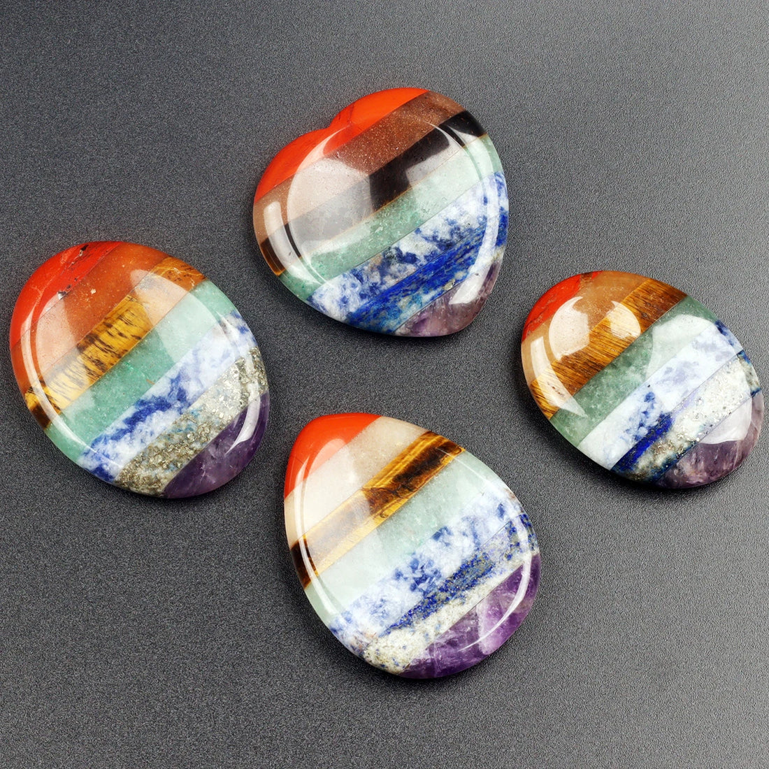 Wholesale 7 Colors Chakra Worry Stone Amethyst Rose Thumbstone Pocket Gift Meditation Oval Crystal Natural Vitality Palm Stone