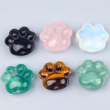 1PC Cat Paw Natural Crystal Ornaments Fluorite Tiger Eye Rose Quartzs Beads Healing Carving Stone Home Decoracion 25x30 mm