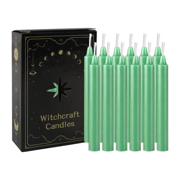 12 Pcs 3.9*0.4in (10.1*1.2cm) Green Small Wax, Drip-Free, Smoke-Free, Fragrance-Free Household Dinner Candles, Hand-Pulled, High-Quality, Suitable for Various Places, Various Holidays.