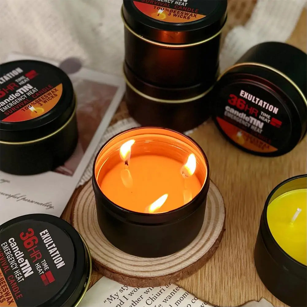 Emergency Candle 36 Hour 3 Wick Long Lasting Beeswax Survival Candle with Aroma for Home Camping Fishing
