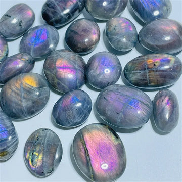Vibrant Natural Purple Flash Labradorite Tumble, Rainbow Adularescence, Healing Home Decor Precious Reiki Crystal, Meditation