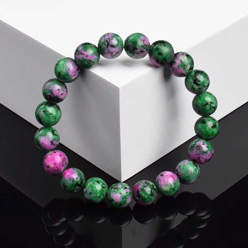Geniune Natural Epidote Zoisite Stone Bead Bracelet Femme Quartz High Quality Round Gems Beads Elastic Bracelets Women Jewelry