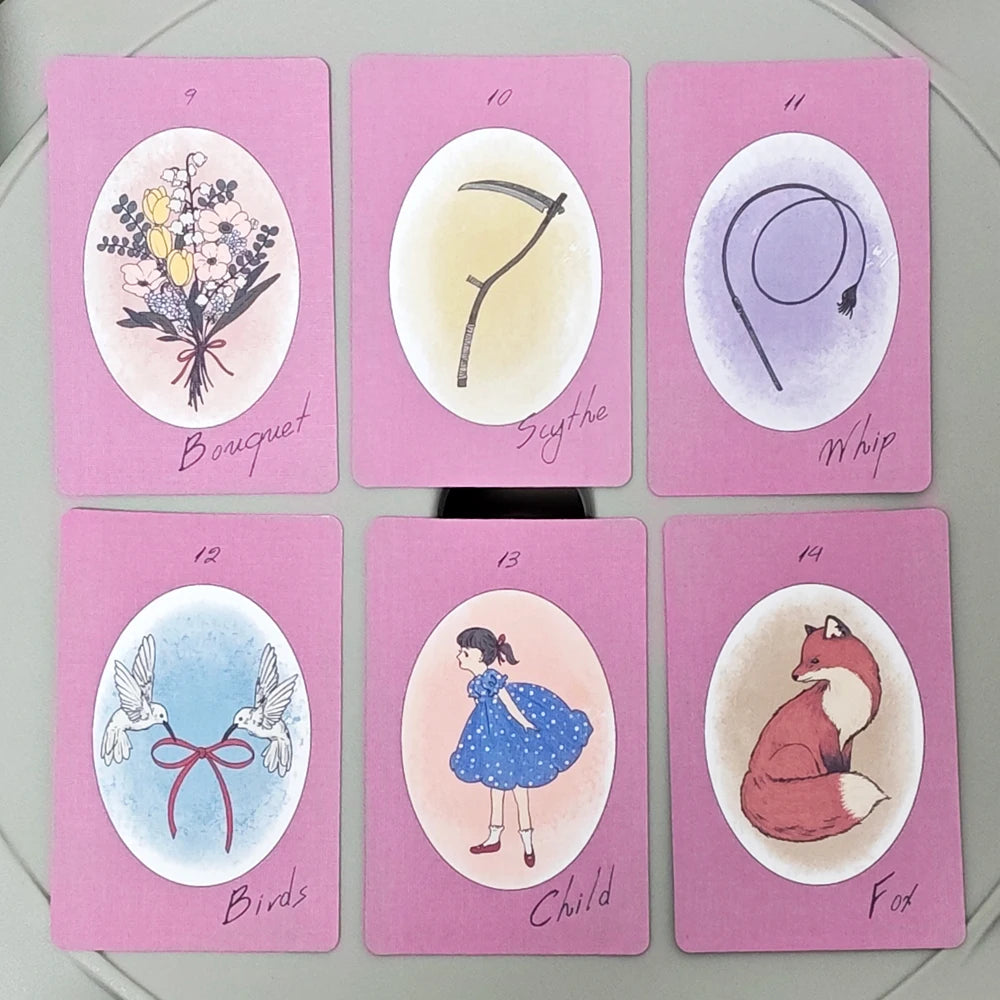 Ribbon Lenormand Deck 36 Pcs Lenormand Cards 9*6cm In A Stylish Matte Pink-purple with A Dull Feel