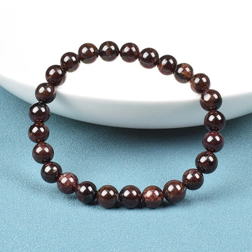 Natural Dark Red Garnet Bracelet for Women Men Round Natural Pomegranate Stone Beads Bracelets Lucky Energy Jewelry Gifts