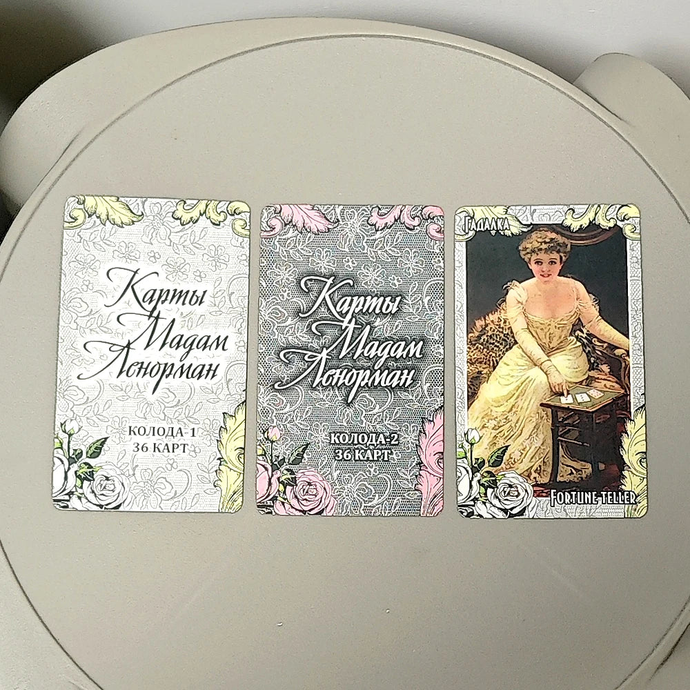 Marie Lenormand Vintage Style 72 Cards In Russian Language 10.3*6cm 2 Sets (36+36 Pcs Lenormand Cards)