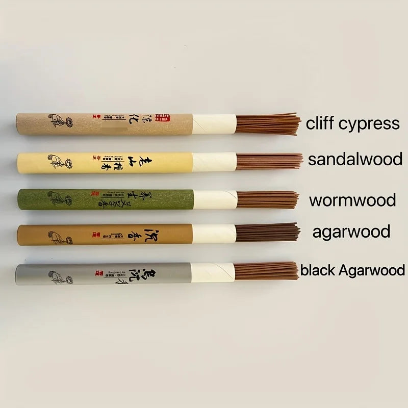 20g Incense Sticks, Available in Five Scents to Choose From, Containing Mugwort, Sandalwood, Agarwood, Black Sandalwood, and Thuja, Can Deodorize, Suitable for Indoor Use as Home Fragrance, the Best Companion for Yoga, Medita