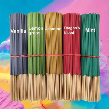 100/250 Pieces, 22.0cm , Long-Lasting Fragrance, 5 Scents: Vanilla, Lemongrass, Jasmine, Dragon's Blood, Mint, Suitable for Home Decoration, Hotels, Camping, Yoga and Meditation