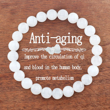Genuine Natural White Jade Bead Bracelet Women Men Round Jades Purify the Soul Stone Elastic Bangle Yoga Meditation Jewelry Gift