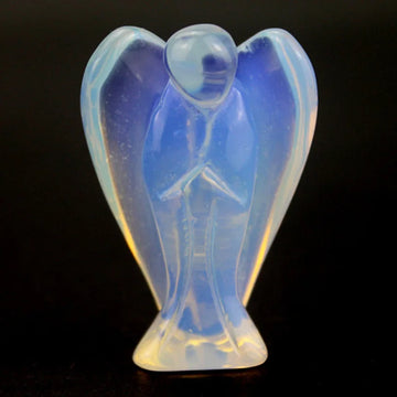 Hand Carved Gemstone Angel Figurine Natural Stone Jade Opalite Mini Animal Statue Crystal Craft Chakra Meditation Home Decor