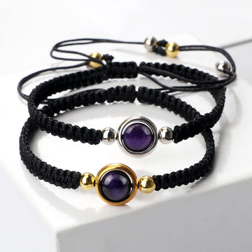 Multicolors Rope Braided Bracelet Charm Women Lucky Bangles Adjustable Size Purple Tiger Eye Stone Bracelets Couple Gift Jewelry