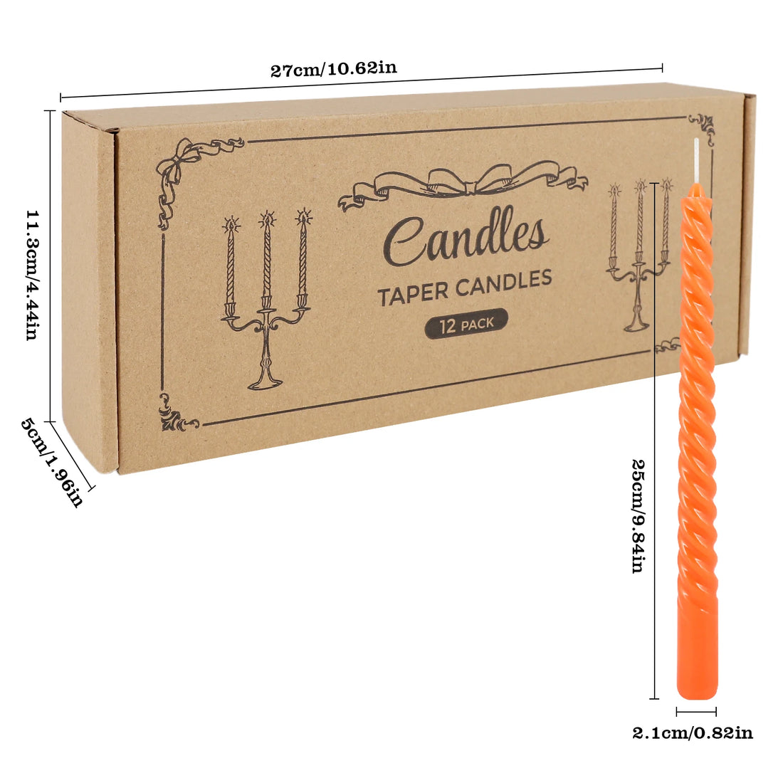 12 pieces of 10-inch spiral rod wax, festival candles, celebration activities, burning time of more than 10 hours, smokeless and