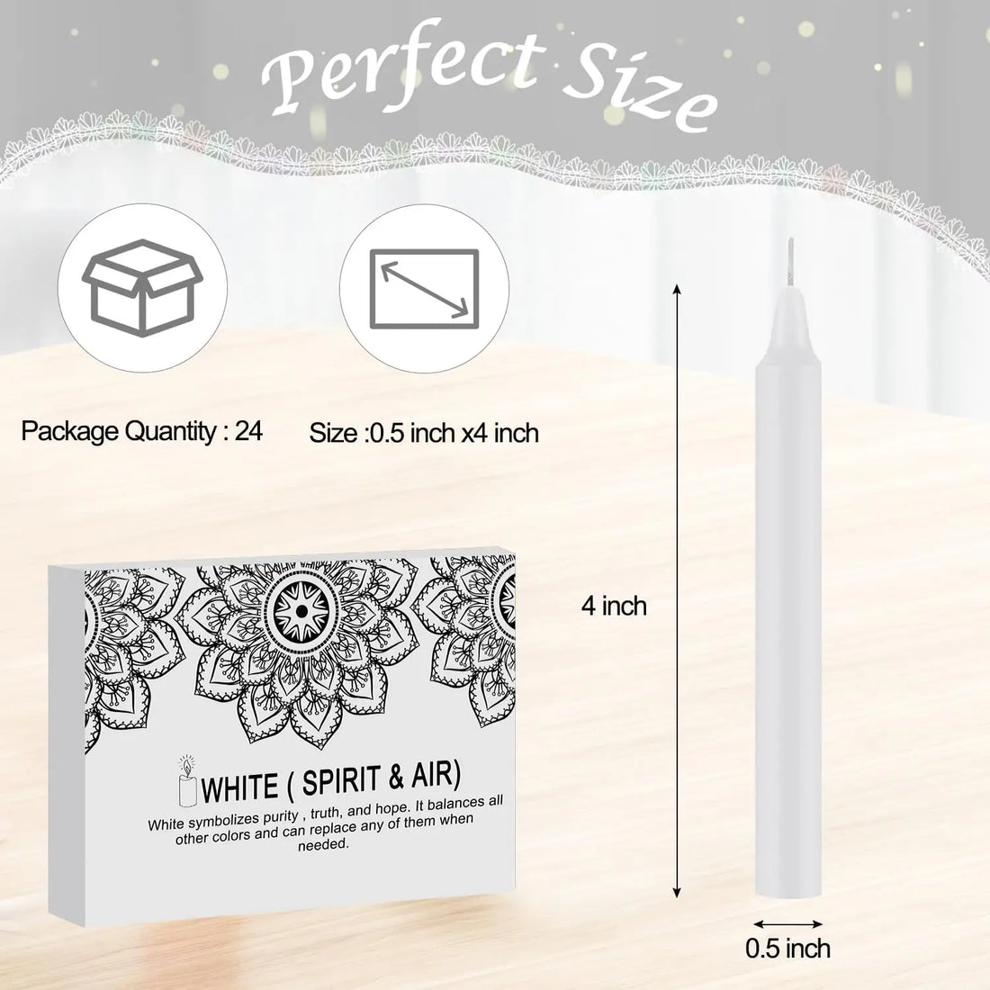 24 White 4Inch Pole Waxs, Non-Drip, Smoke-Free, Unscented, Home Dinner Candles, Hand-Pulled, High-Quality, Suitable for Church, Family, Wedding, Party, Seasonal Celebrations, Emergency Situations and Home Decorations, Ideal f