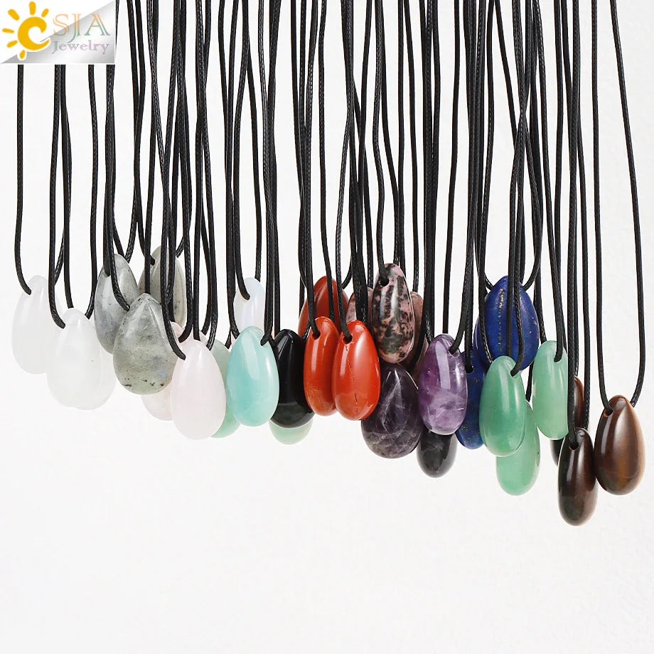 Natural Stone Beads Necklace for Men Women Healing Drop Pendant Tiger eye Amethysts Pink Quartz Crystal Choker Necklaces H497