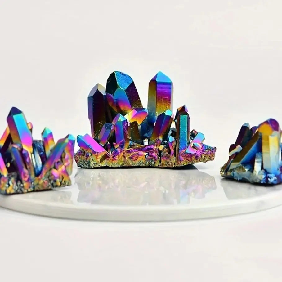 High Quality Electroplating Color Titanium Quartz Crystal Cluster Iridescent Chakra Crystal For Specimen Decorative Crafts