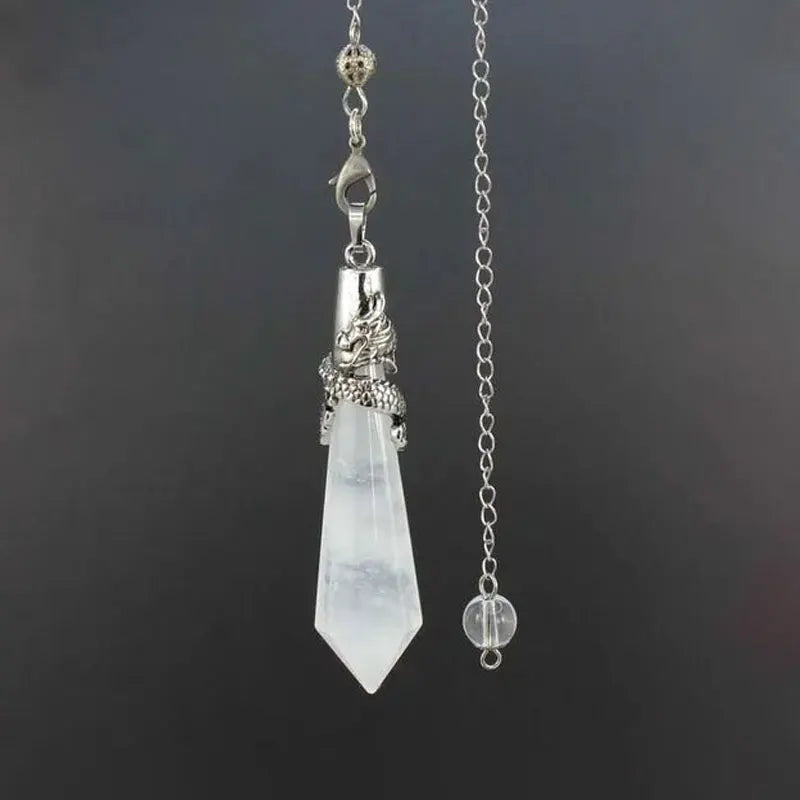 Healing Dragon Rock Crystal Pendulum for Divination Reiki Natural Stone Clear Quartz Pendant Meditation Dowsing Pendulo X179