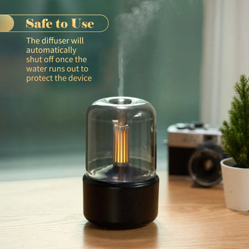 120mL Mist Humidifier Candlelight Style Aroma Diffuser Warm White Night Light Quiet Essential Oil Diffuser Cool Mist Air Humidif
