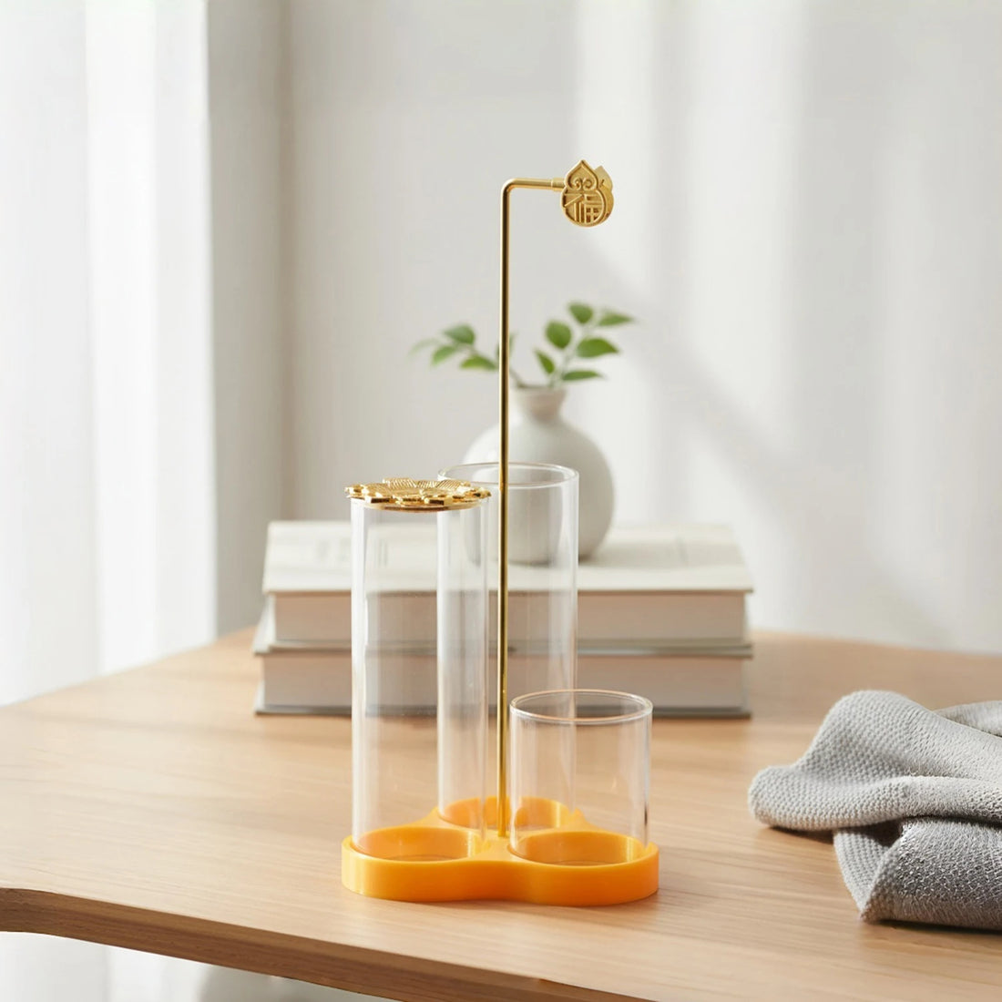 3 in 1 Incense Holder Backflow Incense Burner for Incense Cones and Sticks with Glass Ash Catcher and Stick Organizer Home Decor