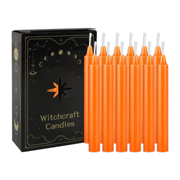 12 Pcs 3.9*0.4in (10.1*1.2cm) Orange Small Rod Wax, Drip-Free, Smoke-Free and Fragrance-Free Home Dinner Candles, Hand-Pulled, High-Quality, Suitable for Various Places, Various Holidays.