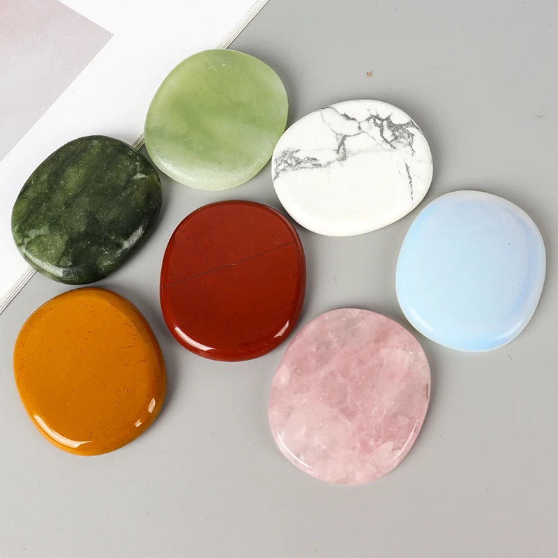 46 mm big palm stone Hand Carved worry stone Gemstone Crystal Craft Souvenir healing meditation home decor