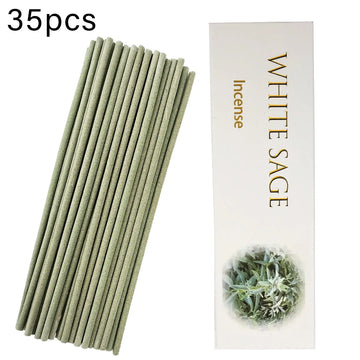 35Pcs/Box Bold White Sage Incense Sticks, Made of Natural Incense Powder, Strong-Scented Incense Sticks, Suitable for Home Air Purification, Yoga Gatherings, Camping, Fishing, Guest Rooms, Long-Lasting Fragrance, No Holiday U