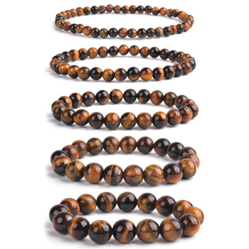 Kirykle Natural Energy Stone Tiger Eye Beads Bangles Men 4-12mm Beads Reiki Healing Bracelets for Women Jewelry Pulseras Gift
