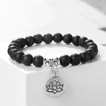 Charm Lotus Pendant Bracelet Tiger Eye Stone Malachite Beaded Bracelet for Women Men Mala Yoga Bangles Friendship Jewelry Gift