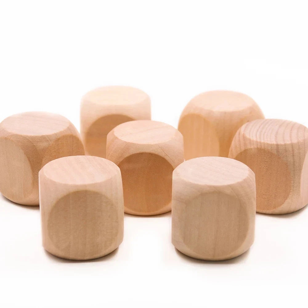 10 Pcs Blank Wooden Dice Unfinished Square Blocks 6 Sided Wood Cubes with Rounded Corners for DIY Craft Projects