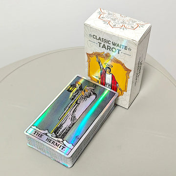 Classic Waite Tarot Deck 78 Pcs Rainbow Holographic Tarot Cards 10*6cm for Beginners