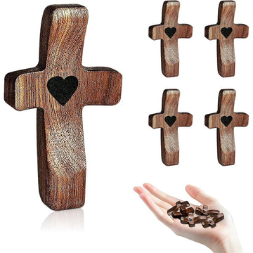 10/1Pcs Black Walnut Wood Pocket Cross Stress Relief Spiritual Companion Cross My HeartPocket Christian Gift for Prayer & Faith
