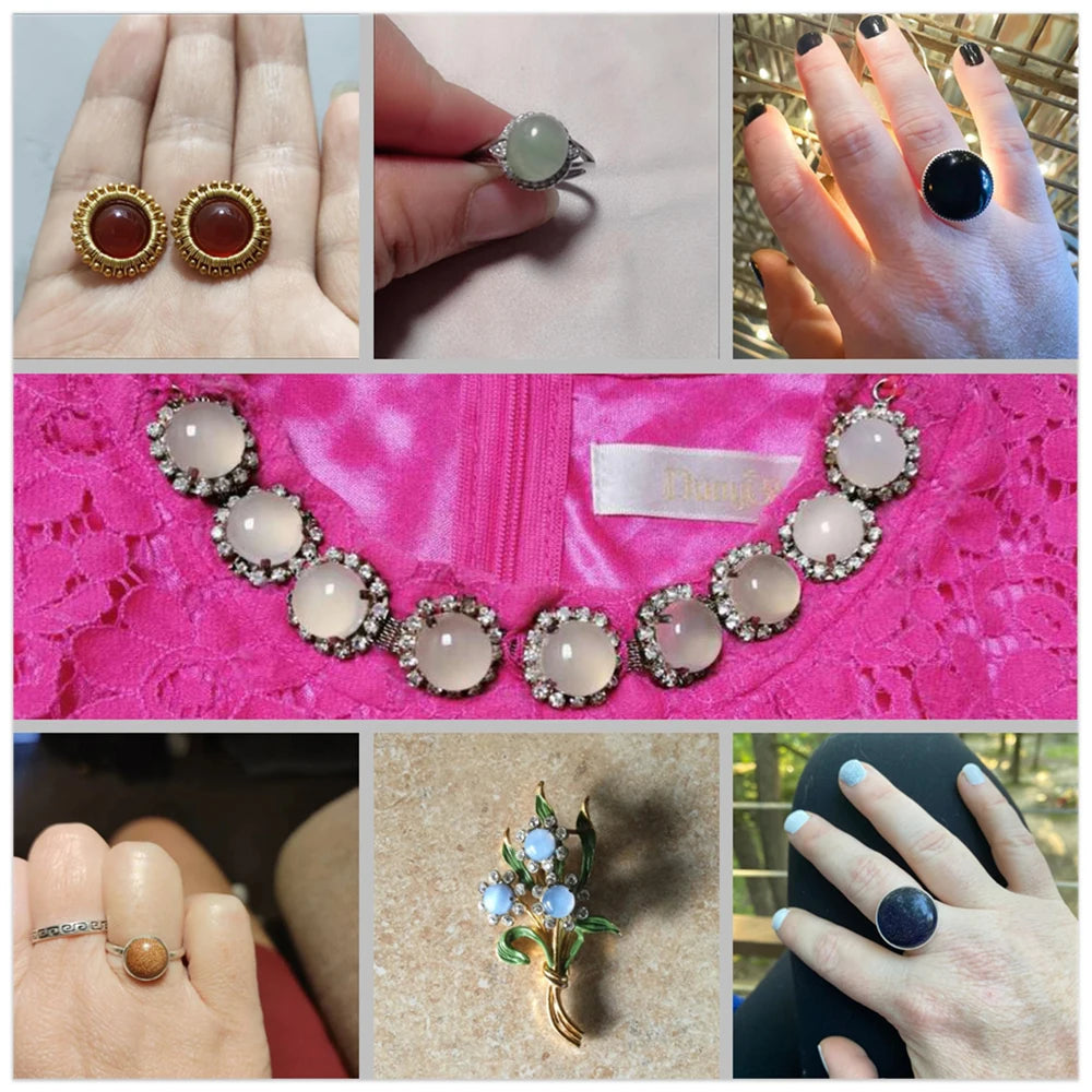 5pcs/Lot 4mm-25mm Round Cabochon Flat  Natural Stone Healing Crystal Gemstone For DIY Making Ring Earring Bracelet Necklace