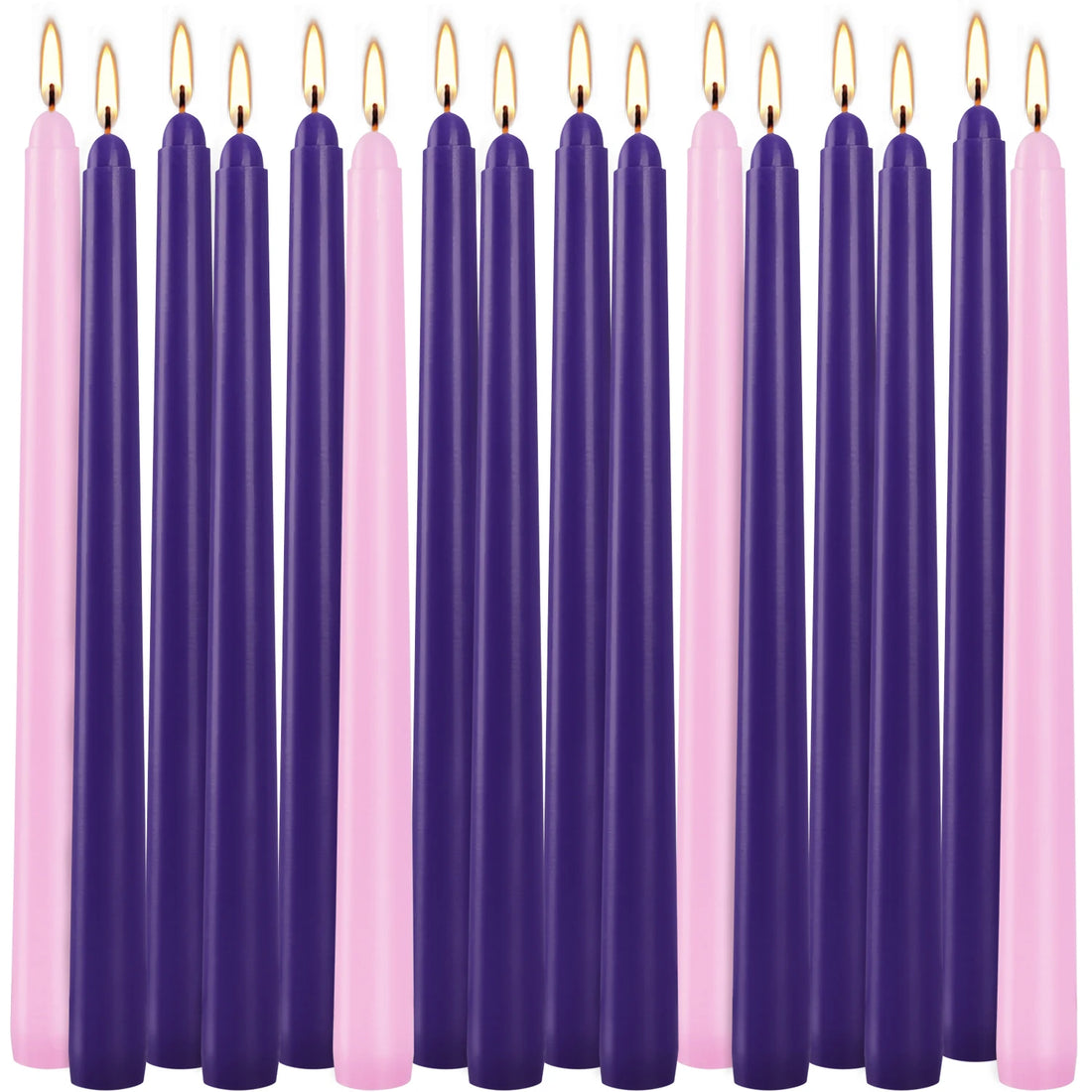 16 pieces of 10-inch purple-pink cone-shaped candle sticks, 0.8 inch * 10 inch, suitable for holiday and celebration decorations