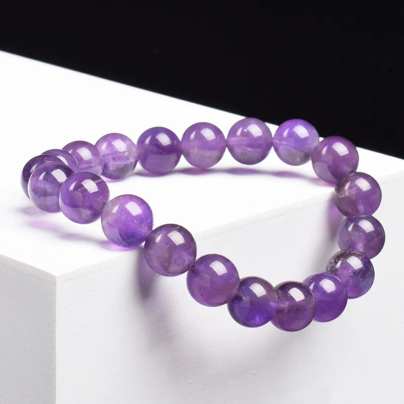Natural Amethyst Bracelet High Quality Natural Stone Bead Bracelets Women Men Real Original Purple Reiki Crystal Quartz Jewelry