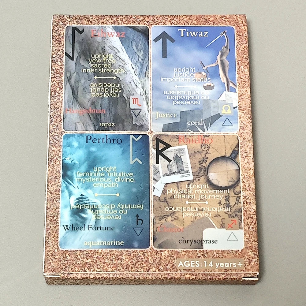 Ancient Wisdom Runes Deck 10.4*7.3cm 25 Pcs Runes Cards with Upright and Reversed Meanings